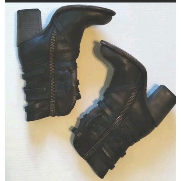 Freebird By Steven Baker Leather Strappy Brown Black Distressed Boots US7 - Picture 4 of 16